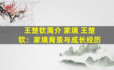 王楚钦简介 家境 王楚钦：家境背景与成长经历